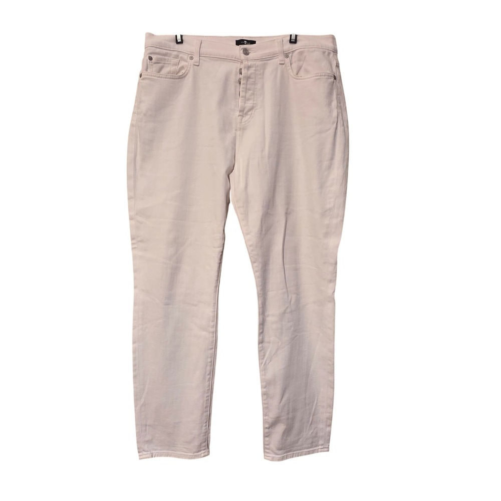 7 For All Mankind Josefina Skinny Boyfriend White Jeans Size 32